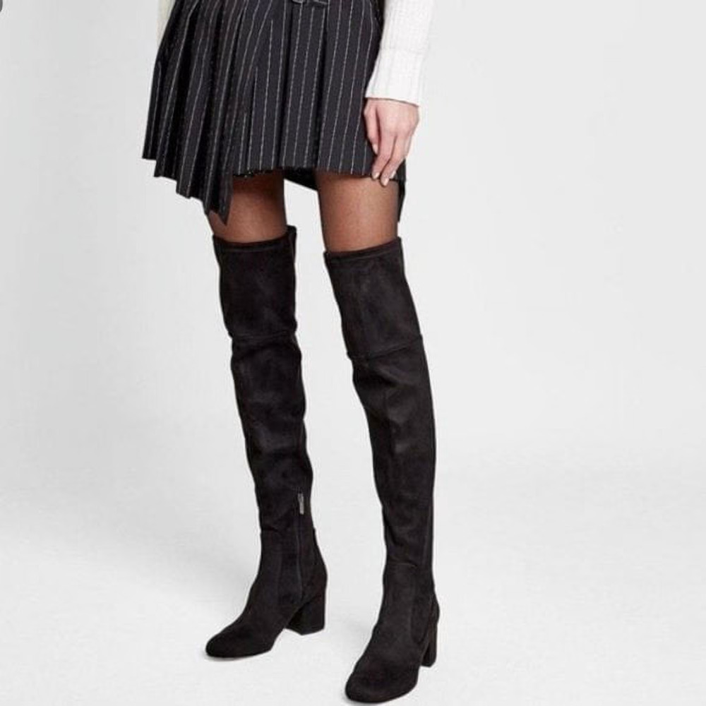 Sam Edelman Varona Over The Knee Boots Chunky Heel Round Toe Black Size 6.5